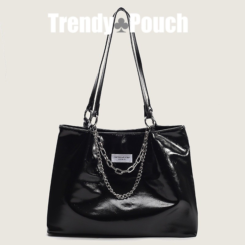 TRENDY POUCH ใหม่กระเป๋าสะพายความจุขนาดใหญ่ PU Daily COMMUTER BAG