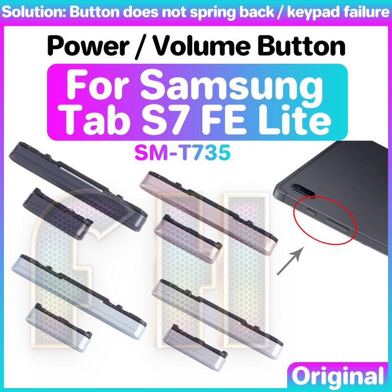 ปุ่มปรับระดับเสียงไฟ Flex สําหรับ samsung tab s7 fe lite sm-t735 t730 t736 สวิทช์เปิด OFF Key Mute Volume ปุ่มควบคุมริบบิ้น Flex สาย
