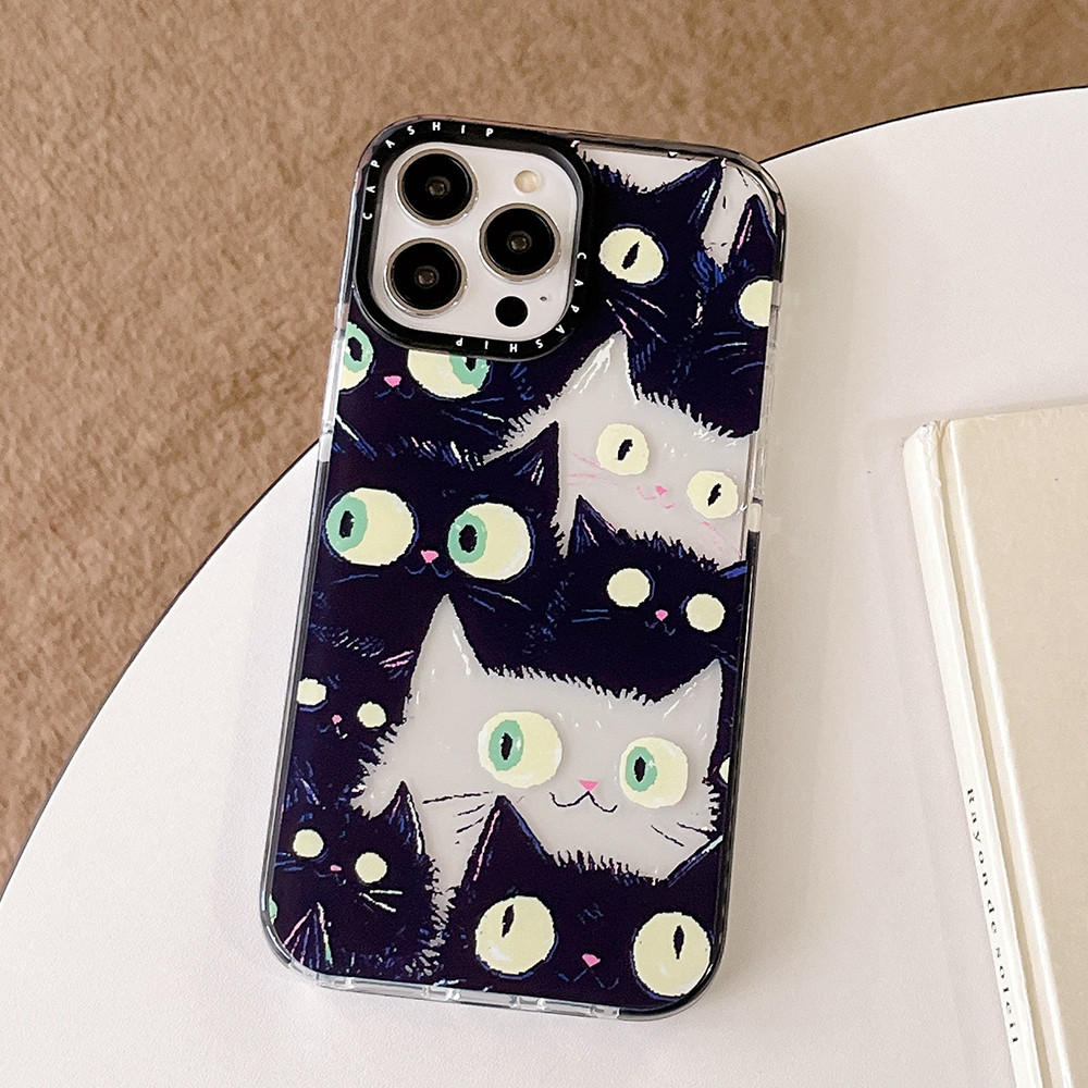 แมวน่ารัก Anti fall Soft เคสโทรศัพท์สําหรับ iPhone 16 Pro Max 16 Pro 15ProMAX 16 15 14 13 12 11 Pro Max XR IX กรณีคลุมทั้งหมดปลอกกันกระแทกป้องกันปกอ่อน