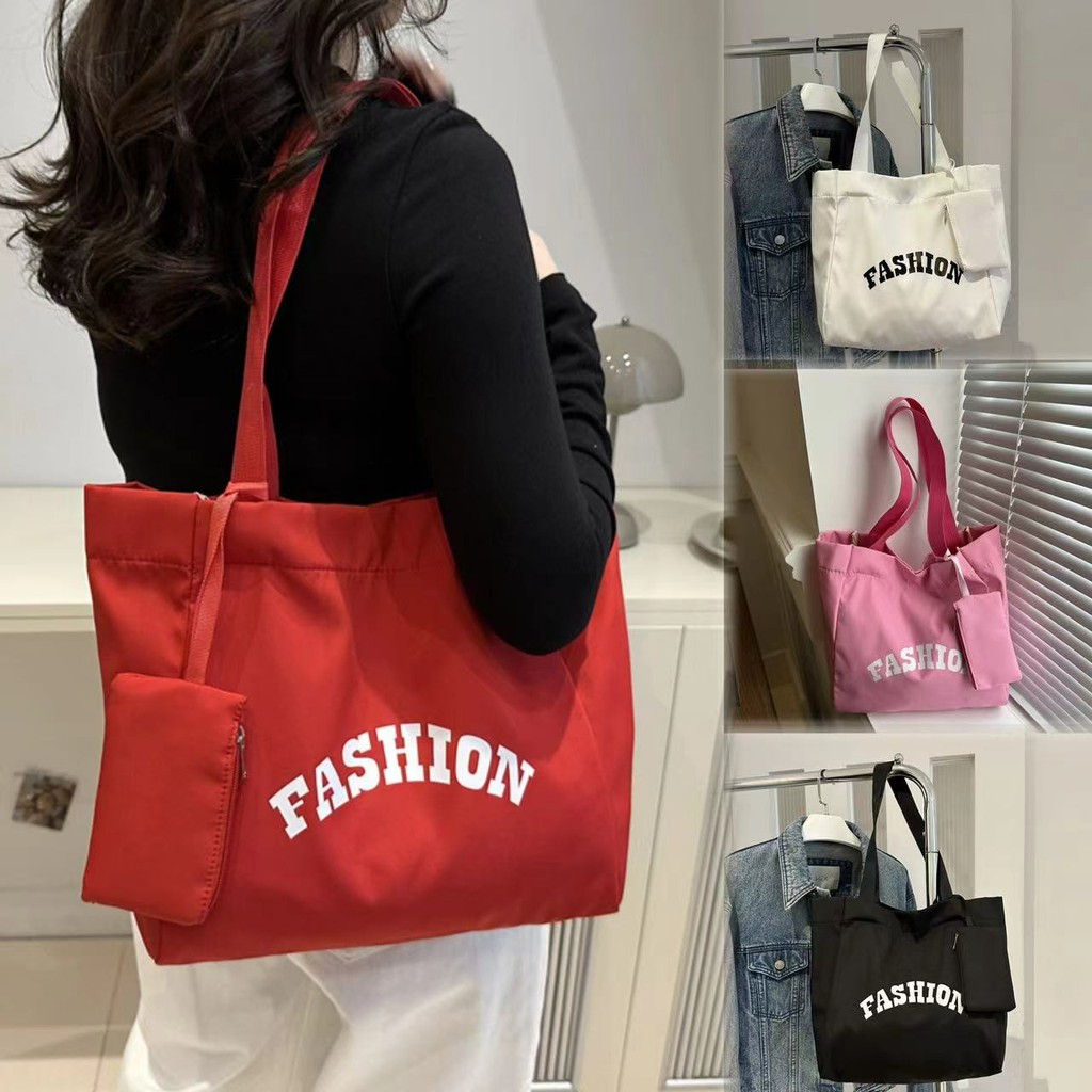 "pink girl123" กระเป๋าใบใหญ่ผ้าแคนวาสมีซิปด้วย สามารถถือได้ สะพายข้างได้ AP1047 มีกระเป๋าใบเล็กแผ่นด