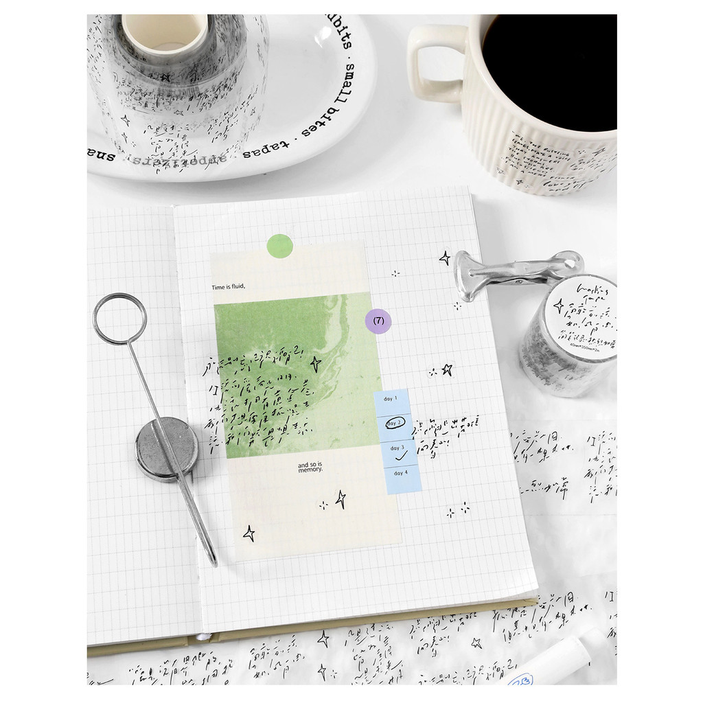 ไดลี่|Jane Notes บันทึก PET Die-Cut Tape ins สติกเกอร์ตัวอักษรภาษาอังกฤษคู่มือ DIY ฐานตกแต่ง Collage คู่มือสติกเกอร์เทป