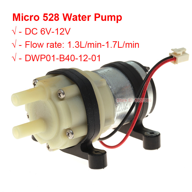 528 DC 6V-12V Self-priming ปั๊มน้ํา 1.7L/Min เสียงต่ําขนาดใหญ่ Flow Mini Micro ปั๊มน้ําไดอะแฟรม W/วงเล็บ DWP01-B40-12-01