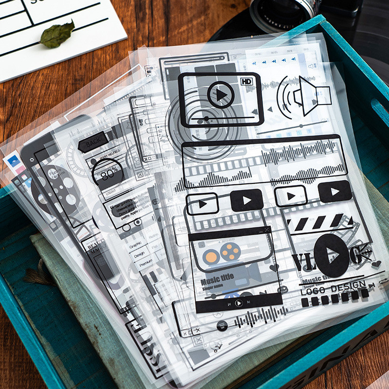 6 แผ่น Retro Time Film Series สติกเกอร์ PET Vintage Journal Deco DIY สติกเกอร์กรอบรูป