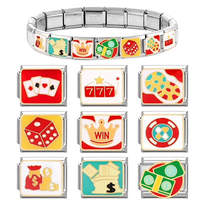 ใหม่อิตาเลี่ยน Charm Links Fit 9 มม.สร้อยข้อมือสแตนเลส Diy เครื่องประดับทําอุปกรณ์เสริม Retro บุคลิกภาพโมดูลสร้อยข้อมืออุปกรณ์เสริม