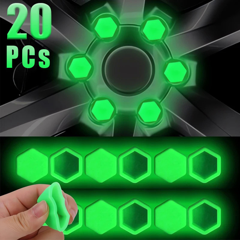 20Pcs 17/19/21MM Luminous Car Wheel Nuts Screw Caps Silicone Anti Collision Protective Wheel Tire Ty