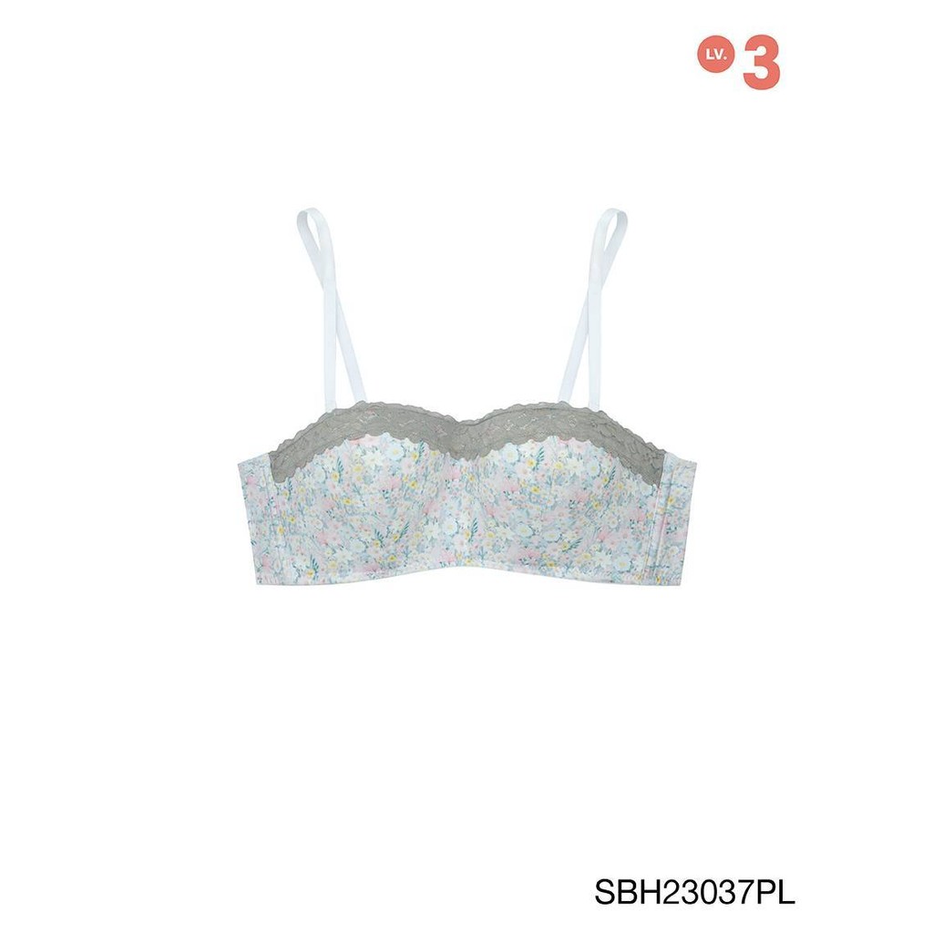 Sabina Soft Doomm Level 3 เสื้อชั้นใน เกาะอก มีโครง รหัส SBH23037PL - พิมพ์ลายดอกไม้สีชมพูอ่อน