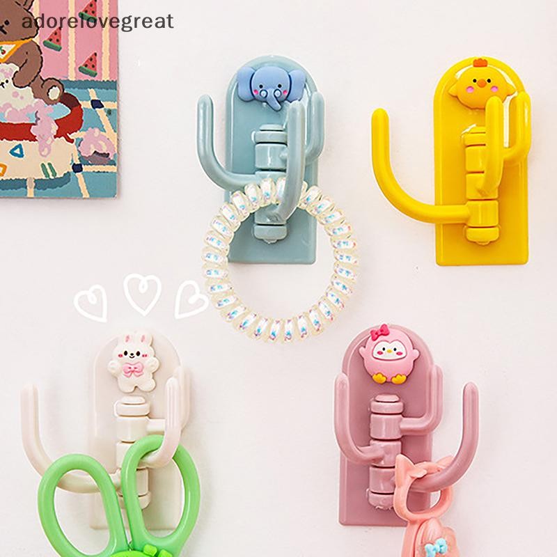 Alt หมุนได้อเนกประสงค์การ์ตูนตะขอสามตะขอน่ารักหอพักนักเรียน Punch-ฟรี Traceless Sticky Hook ผนังประตู Key Hook เครื่องมือ DRG