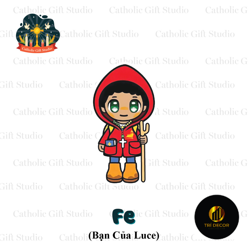 Fe (You Luce) พวงกุญแจแอนิเมะ 2D สีแดงคาทอลิก