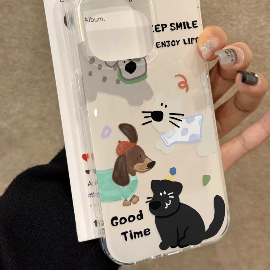 Double Layer Dachshund เหมาะสําหรับสุนัขและแมว iPhone16/15/14/13promax เคสโทรศัพท์ 12/11p เคสแข็ง TAMX