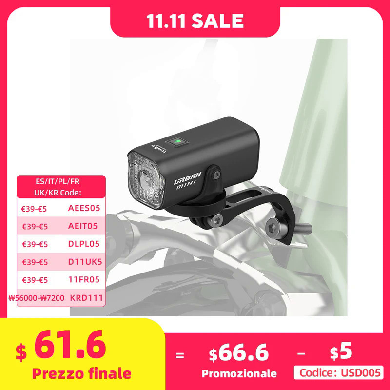 TOWILD Bicycle Light For Brompton Light Type-C Rechargeable Brompton Headlight 800LM IPX6 Waterproof