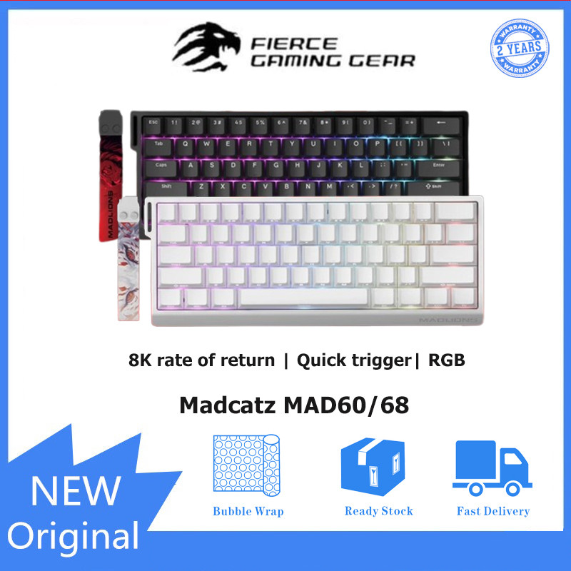 Madcatz MAD 60/68 HE Gaming Keyboard 61/68 Key Low Latency Full Key Hot Swap อัตราการคืน 8K | ไกด่วน| คีย์บอร์ด RGB