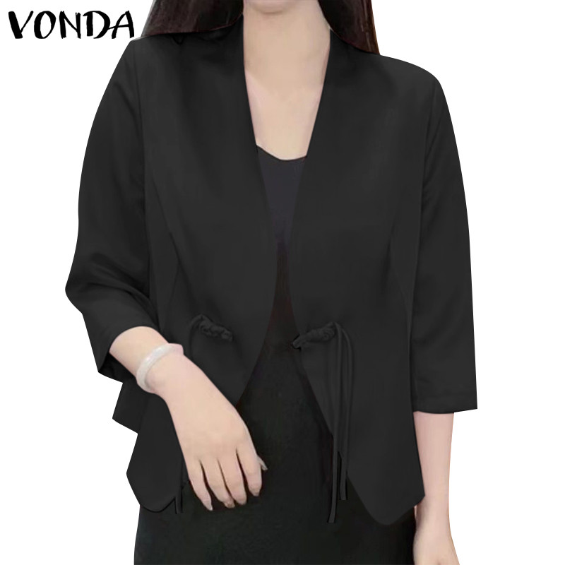 Vonda เสื้อเบลเซอร์แขนยาวคอวีลําลองเกาหลีสําหรับผู้หญิง