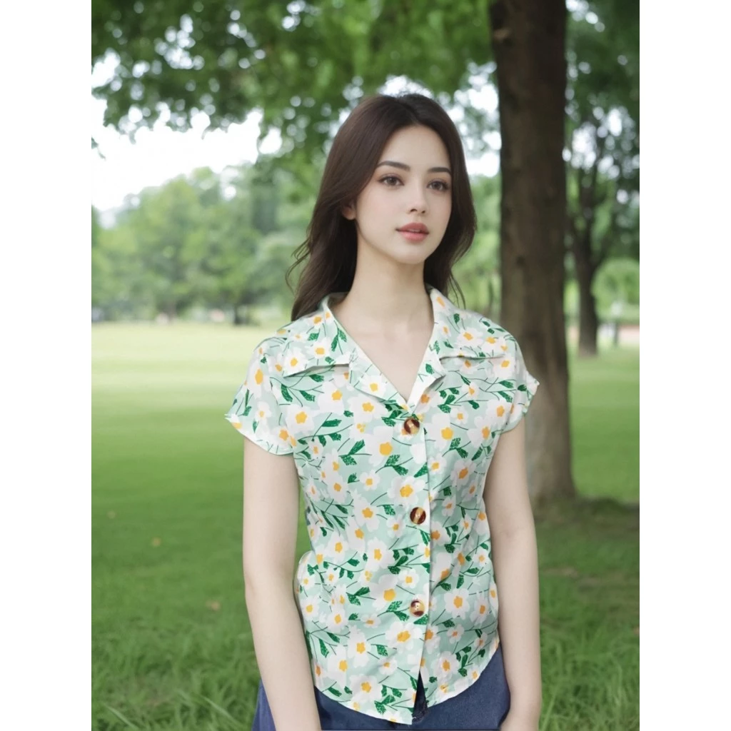 เสื้อผู้หญิงลายดอกไม้ แขนสั้น สไตล์ฤดูร้อน สงกรานต์ thumbnail 5