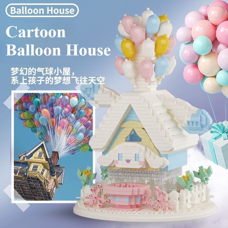 การ์ตูน ใช้งานร่วมกับ LEGO Balloon House Building Blocks Cinnamoroll สตรอเบอร์รี่หมี Gerardo Lina Belle เด็กปริศนาประกอบของเล่น Handmade ของขวัญสําหรับสาว