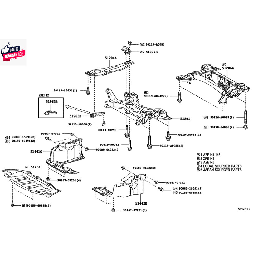 พลาสติกใต้เครื่อง อัลติส year 2008 - 2013 ตัวกลาง/ซ้าย/ขวา ทรงเดิมตามรุ่นรถ TOYOTA ALTIS 08-13 แผ่นห