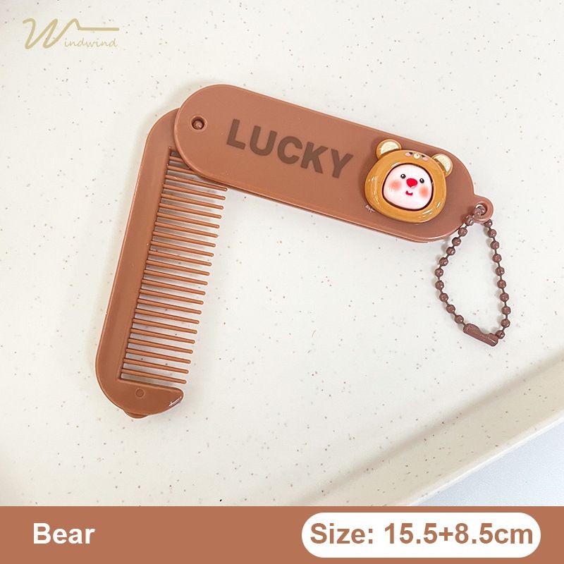 หวีกระจกพกพา พับได้ ลายการ์ตูน ขนาดกะทัดรัด พกพาสะดวก-wd - รูปที่ 2