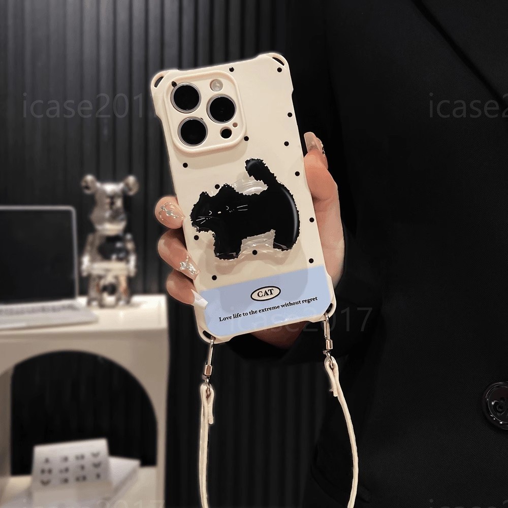 Cat Stand เคสโทรศัพท์เชือกเส้นเล็กสี่มุม Samsung S25 S24 S23 FE S22 S21+Note20 Ultra M32 Crossbody ป้องกัน - รูปที่ 4