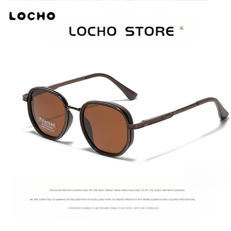 【LOCHO】แว่นกันแดดโพลาไรซ์ UV400แว่นตากันแดดป้องกันรังสียูวีกรอบกลมสีดำแฟชั่นใหม่สำหรับผู้ชายและผู้หญิง เหมาะสำหรับการขับขี่กลางแจ้ง