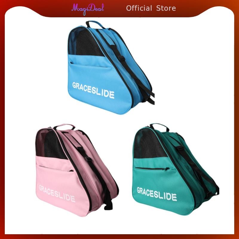 Magideal Roller Skate Bag รองเท้าสเก็ตอุปกรณ์เสริมกระเป๋าถือ Breathable Supplies Ice Skate Bag for Girls Boys