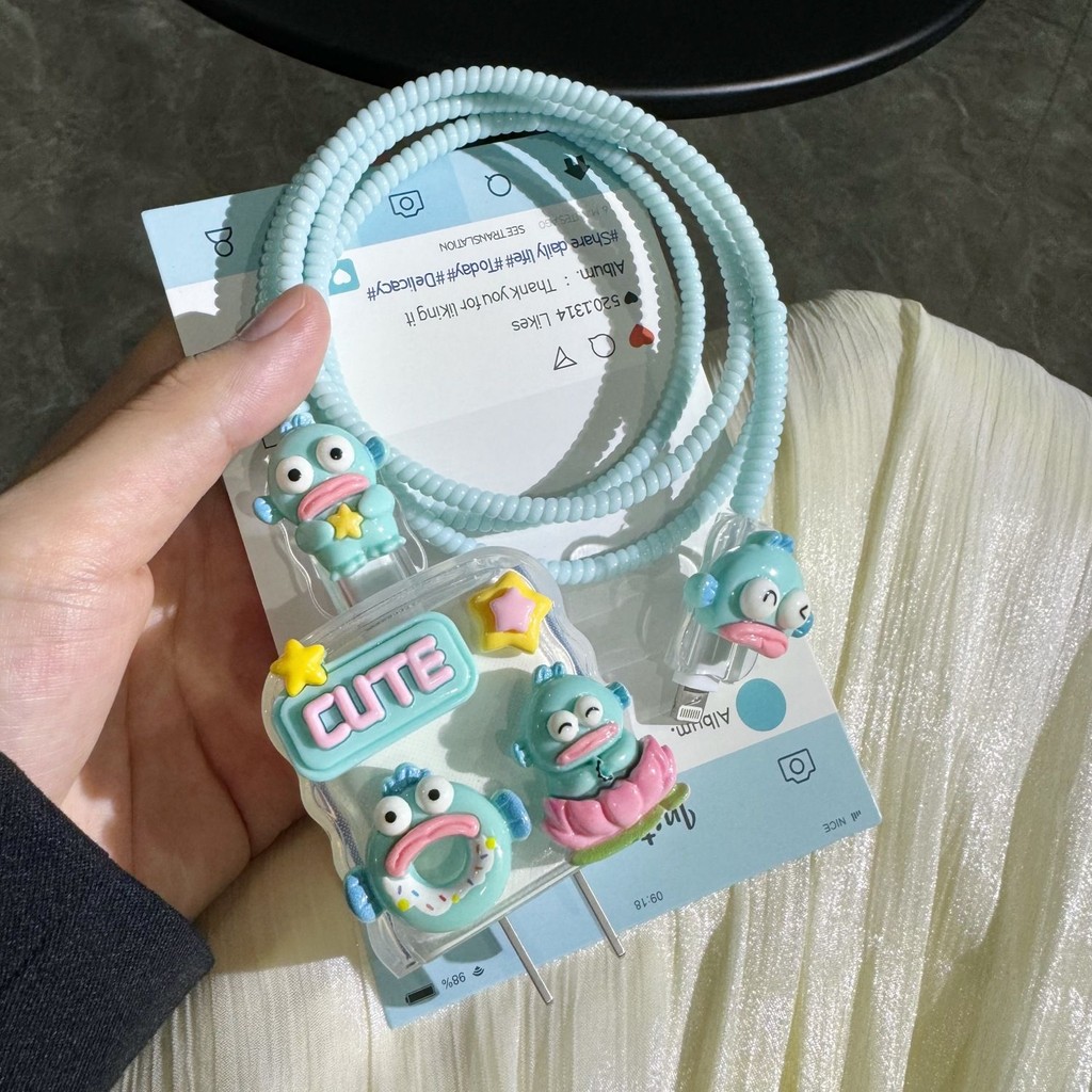 Hangyodon สําหรับ VIVO Charger Case น่ารักการ์ตูนสายชาร์จ Protector การ์ตูน Charger Protector 18w 33