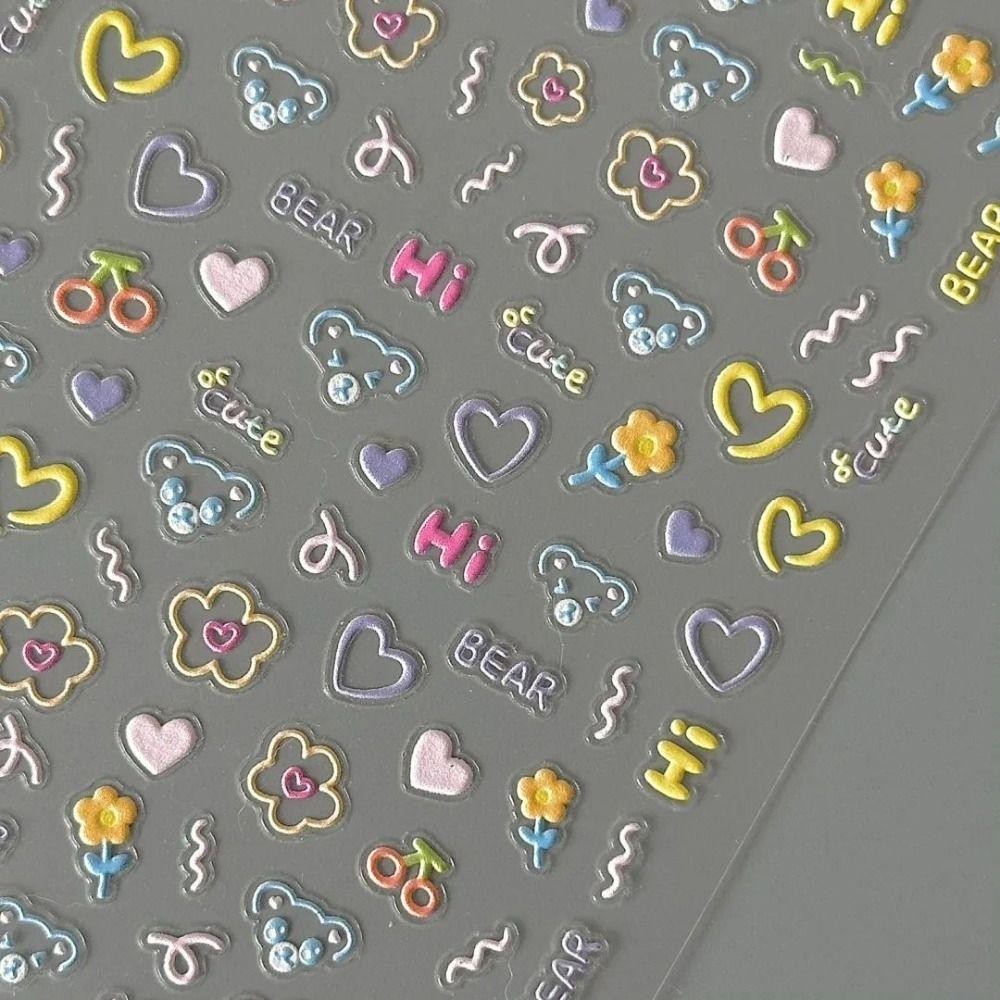 PUREHAIRBEAUTY สติ๊กเกอร์ติดเล็บ,นุ่มนูนน่ารักถ้วยสติกเกอร์,Selfกาวตกแต่งเล็บมัลติฟังก์ชั่นรูปลอกเล็บสติกเกอร์ - รูปที่ 3