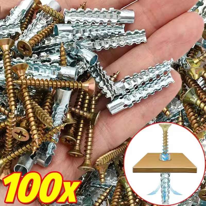10/30/50/100 ชุด Heavy Duty Steel Wall Anchor Kit/โลหะหลอดขยาย Self Tapping สกรู/อเนกประสงค์ Mechanical เฟอร์นิเจอร์ Fastening ชิ้นส่วน