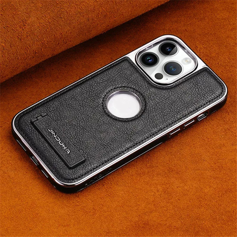 ธุรกิจหรูหราชุบหนังพับผู้ถือเคสโทรศัพท์สําหรับ IPphone 16 15 14 13 12 11Pro Max Plus Slim กันกระแทก 