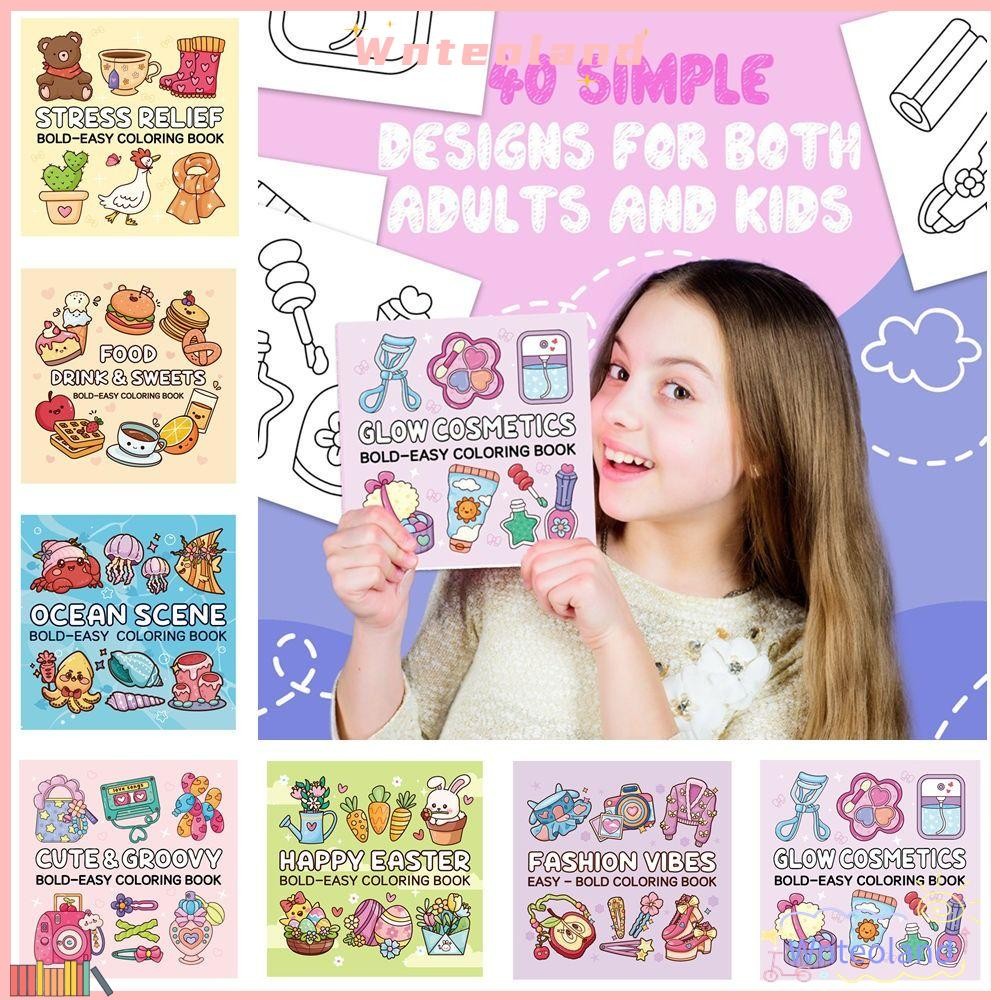 Wnteoland สมุดระบายสีกราฟฟิตี้ ของขวัญผ่อนคลาย สมุดระบายสีคิวตี้เพื่อการศึกษา ของเล่นวาดภาพ DIY Montessori น่ารัก ผู้ใหญ่และวัยรุ่น