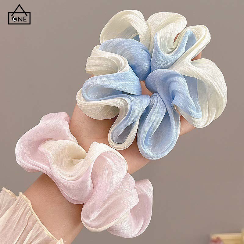 COD❤️ยางรัดผมไล่โทนสีหลากสีแฟชั่นสไตล์เกาหลีหรูหราหวานหางม้าเครื่องประดับผมสำหรับผู้หญิง-a.one