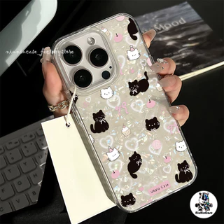 ลูกแมวน่ารัก เคสไอโฟน16 สำหรับ IPhone 12 11 15 13 16 14 Pro Max 7Plus 8Plus XR XS X Max 7 15 8 Plus SE เคสไอโฟนสวยๆ Case