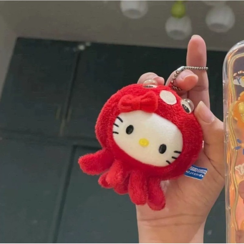 น่ารัก KT พวงกุญแจตุ๊กตา KT แมว Octopus Kawaii ผู้หญิงกระเป๋าพวงกุญแจ Mascot ของเล่นเด็กสําหรับสาวของขวัญ