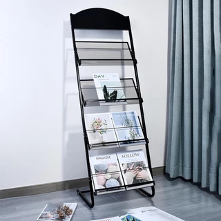 ชั้นวางโบรชัวร์ 4 ชั้น ชั้นวางหนังสือสแตนเลส ชั้นโชว์หนังสือ ชั้นวางนิตยสาร ชั้นวางโปสเตอร์ ชั้นวางแคตตาล๊อค