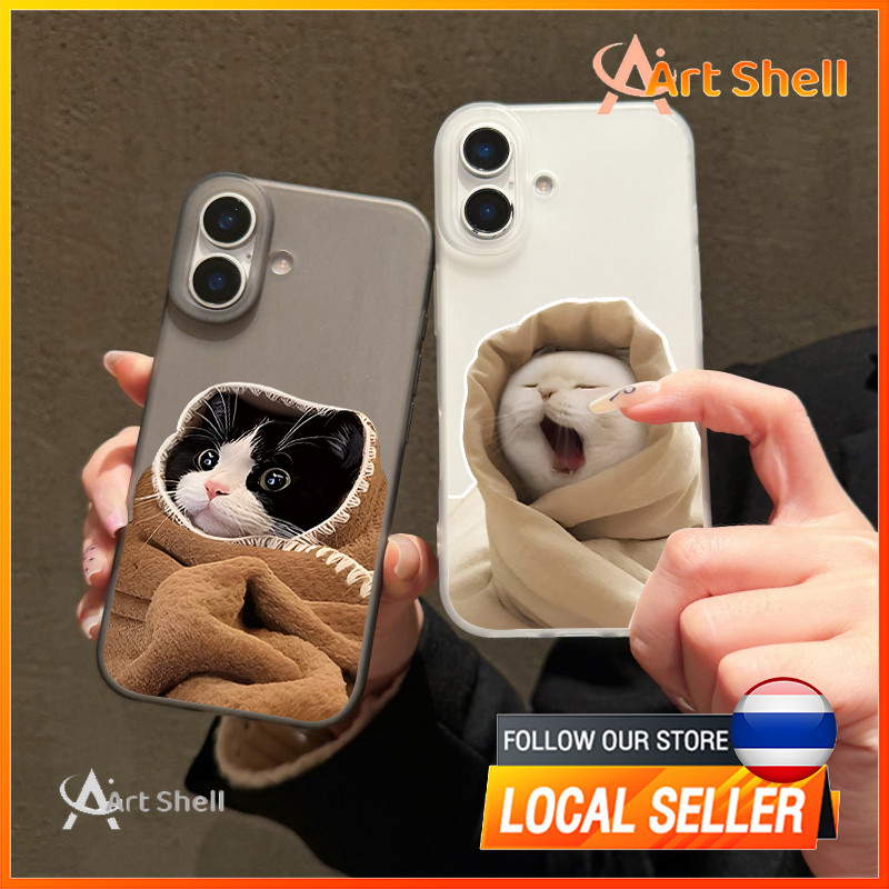 กรณีโทรศัพท์ จัดส่งจากประเทศไทย ตุ๊กตาลูกแมวเคสไอโฟน iPhone 16 15 14 13 12 11 PRO MAX X XS MAX XR 7/8P ป้องกันลายนิ้วมือ