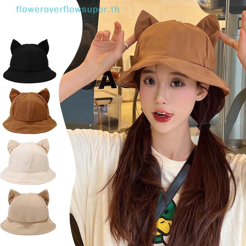 FSTH Warm Bucket หมวกผู้หญิงน่ารักหูชาวประมงฤดูใบไม้ร่วงหมวกฤดูหนาวสําหรับผู้หญิงเกาหลีแฟชั่นออกแบบ Casual การ์ตูน HH