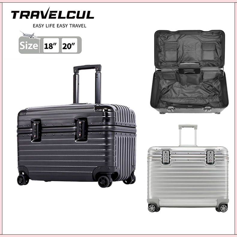 TRAVELCUL กระเป๋าล้อลาก 18/20 นิ้วอลูมิเนียมเฟรม TSA ล็อค Carabiner กรณีพีซีป้องกันรอยขีดข่วนวัสดุความจุขนาดใหญ่