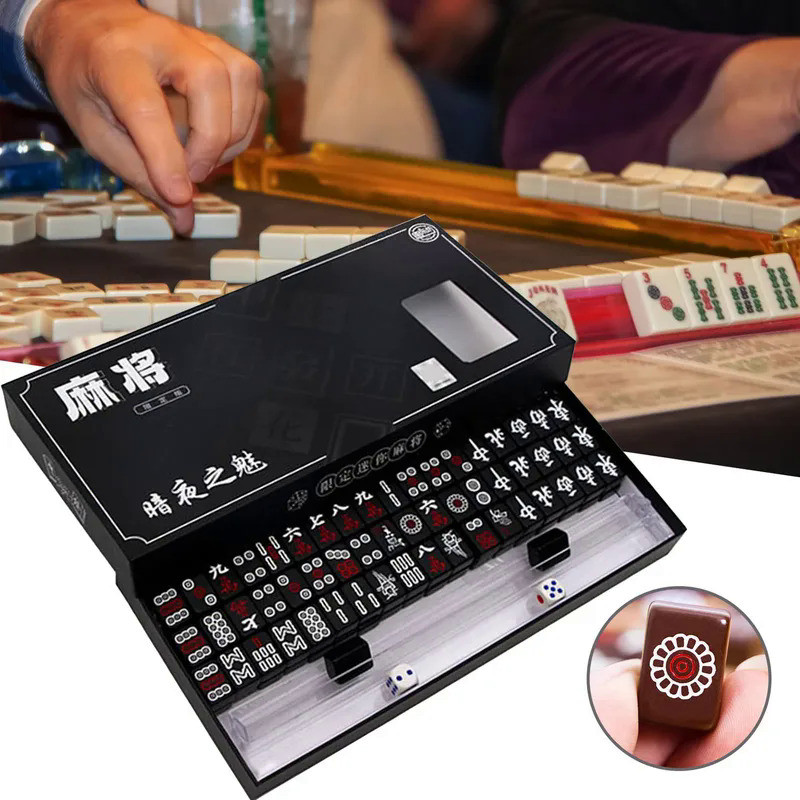 Mini Mahjong Game Set Portable Outdoor Travel Family Party Mini Mahjong Traditional Chinese Game Ent