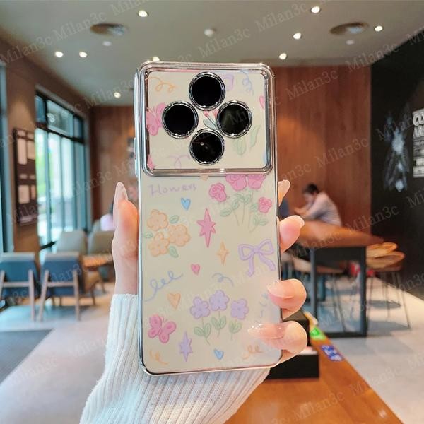สําหรับOPPOค้นหาX8 X9 X9SกรณีOPPOค้นหาX8 X9 Proกรณีดอกไม้ที่มีสีสันเคสโทรศัพท์กันฝุ่นElectroplatingกันกระแทกเลนส์รวมทุกอย่างเคสโทรศัพท์