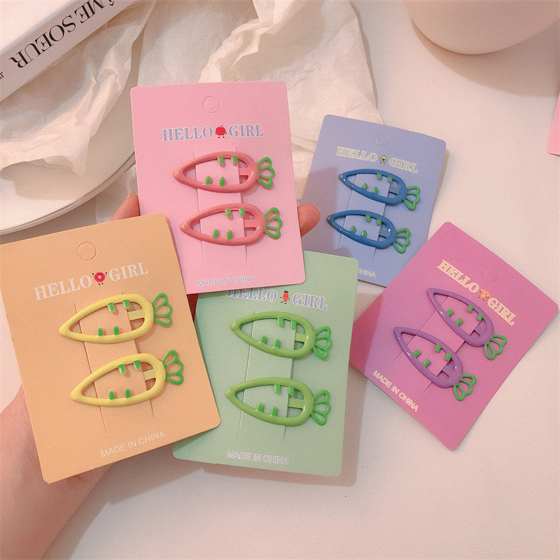 4ชิ้นเด็ก โดปามีน การ์ตูนน่ารักแครอทกิ๊บ bb คลิปหน้าม้าผมหัก - รูปที่ 2