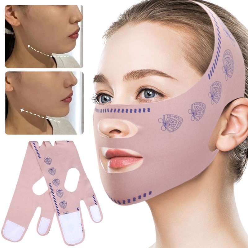 แถบยกกระชับใบหน้า | สายรัดสร้างใบหน้าโพลีเอสเตอร์ระบายอากาศแบบใช้ซ้ําได้-สําหรับใช้ประจําวัน/กลางคืน