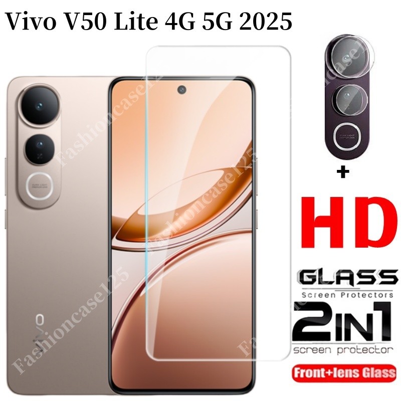 2in1 Vivo V50 Lite 4G 5G 2025 ป้องกันหน้าจอกระจกนิรภัยสําหรับ Vivo V50 Lite 5G 4G V50Lite 2025 ด้านห