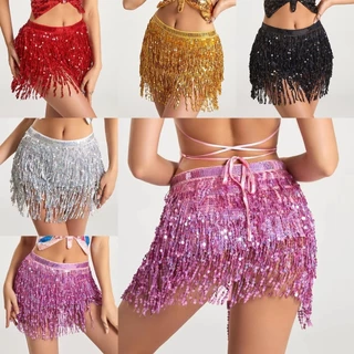 ร้านอยู่กทม.กระโปรงเต้นรํา 3ชั้น ประดับเลื่อม กระโปรงเพรช แบบสั้น สำหรับเต้นระบำหน้าท้อง