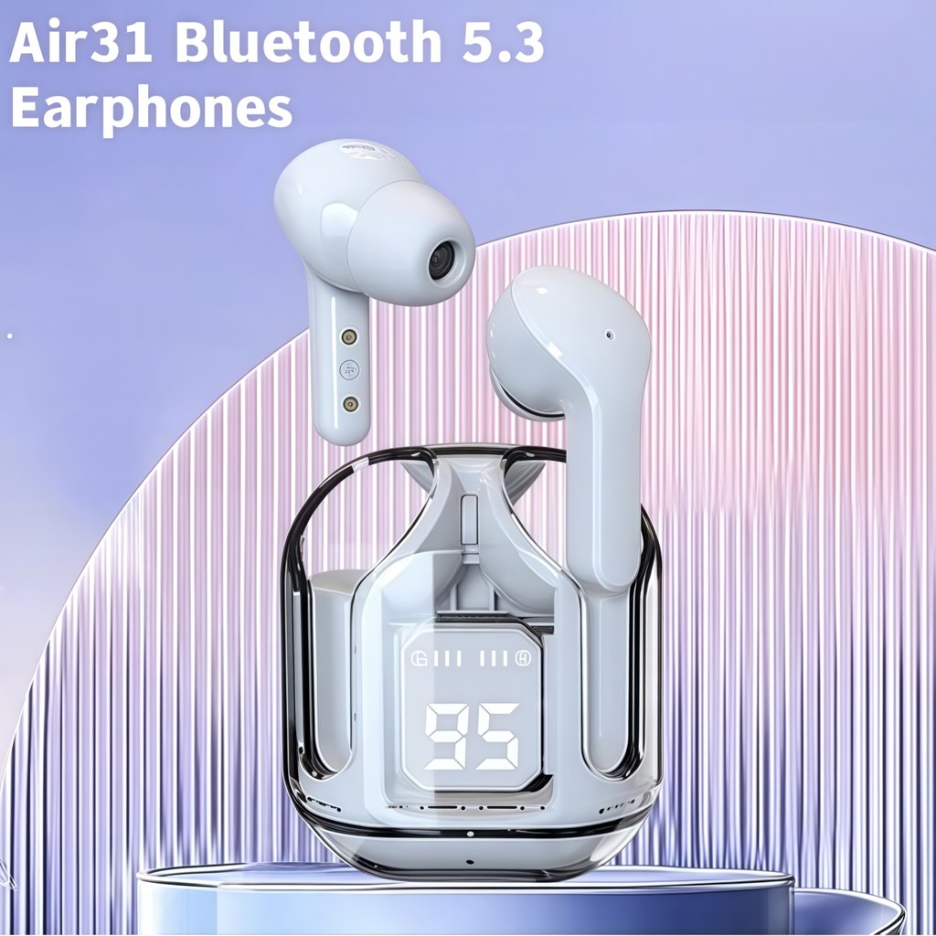 Air31 บลูทูธในหูหูฟังใสไร้สาย, การโทรด้วยเสียงที่ชัดเจน, สัมผัสลายนิ้วมือหูคู่, จอแสดงผล LED ดิจิตอลแบตเตอรี่, เข้ากันได้กับ Android และ Xiaomi