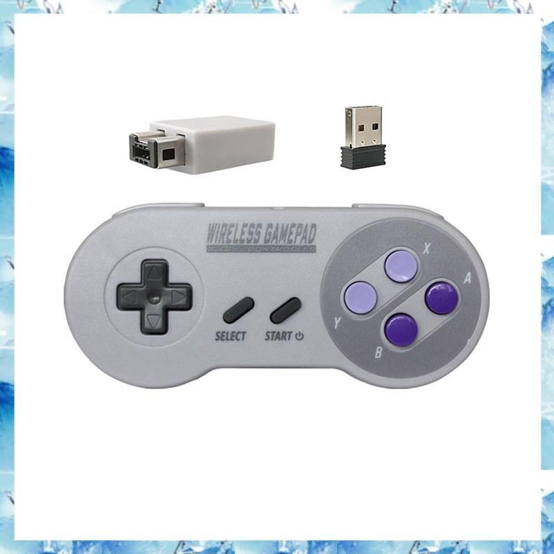 [ ] ตัวควบคุมเกม Joypad จอยสติ๊กสีเทา-ขาวเข้ากันได้สําหรับ SNES Mini PC NS Switch 2 ปุ่มสี