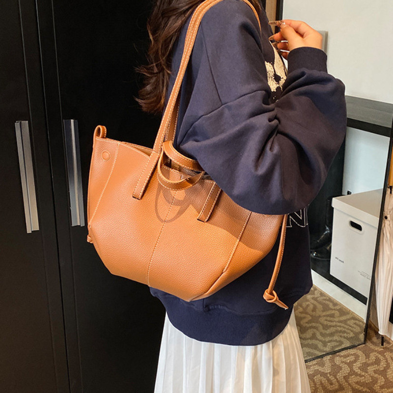 LHL BOUTIQUE กระเป๋าสะพายข้างแบบพกพาสำหรับผู้หญิงลำลองความจุขนาดใหญ่