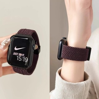 สายไนลอนแม่เหล็กสําหรับสาย Apple Watch 42 มม.44 มม.40 มม.41 มม.45 มม.46 มม.49 มม.38 สร้อยข้อมือถักระบายอากาศสําหรับ iWatch Series 10 9 8 se 7 6 Ultra 2