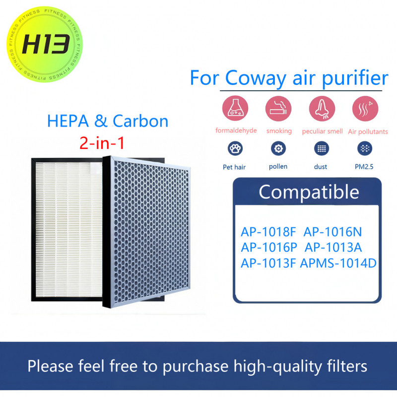 Coway air purifier filter AP-1018F AP-1016N AP1016P AP-1013A AP-1013F APMS-1014D HEPA and carbon 2-i