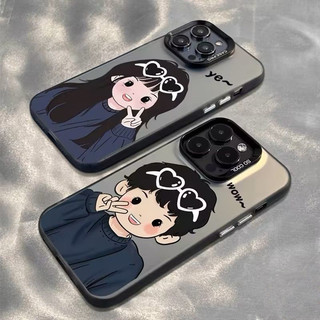 คู่รักแว่นกันแดดเด็กชายผู้หญิงเข้ากันได้เคสไอโฟน 13 11 16 7Plus 15 12 14 Pro Max XR X XS Max 16 7 14 8 Plus เคส