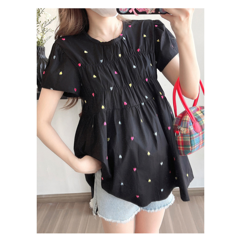 ชุดคลุมท้อง ฤดูร้อนที่มีสีสันปักเสื้อแขนสั้นทารกด้านบน - รูปที่ 6