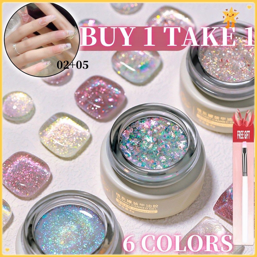 【ของขวัญฟรี】Annies Flash Nail Glue Polish New Aurora Opal Cloud Brocade Sequins Diamond Gel Nail Art