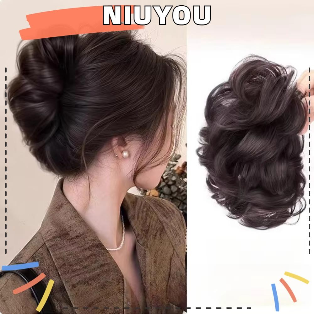 NIUYOU คลิปกรงเล็บในแฮร์พีช, ดอกไม้ตูมบุญธรรมชาติหยักผมหางม้า, วิกผมปุยสไตล์หยิกสังเคราะห์หวาน ราคา ถูกที่สุด ดีลบีเคเค